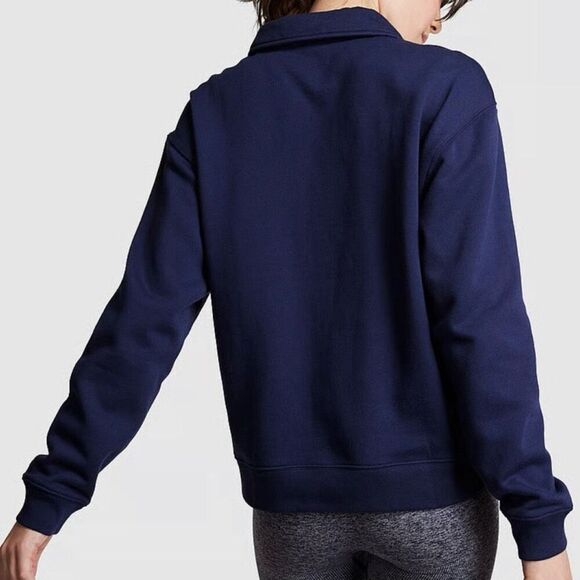 PINK Everyday Fleece Navy Polo Sweatshirt size Medium NEW - Picture 3 of 13